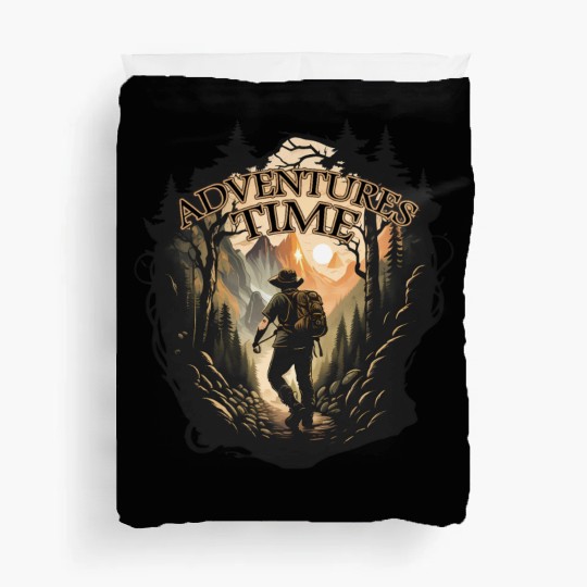 Adventure time in mountains Duvet Covers