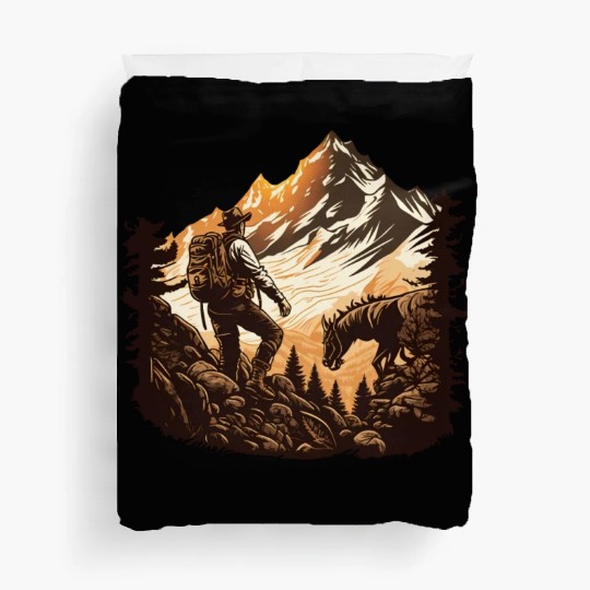 walking in mountains Duvet Covers