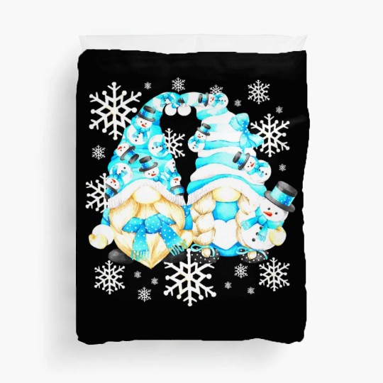 Funny Snowman Gnomies With Snowflakes Cute Winter Duvet Covers