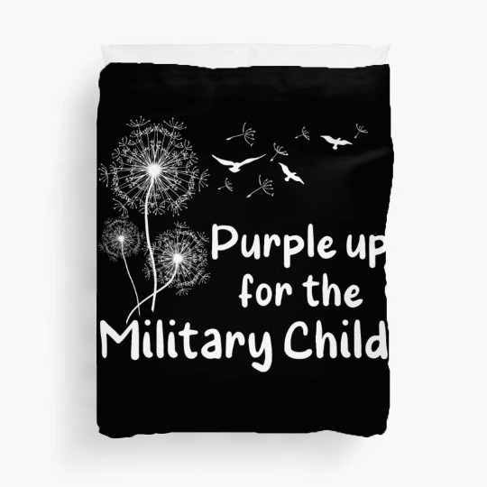 Floral Purple Up For Military Child Kids month Duvet Covers