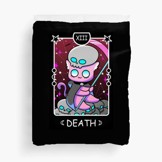Kawaii Pastel Goth Tarot Card Death Grim Reaper Cu Duvet Covers