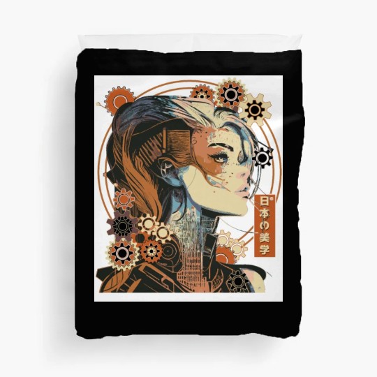 Japanese Aesthetic Steampunk Futuristic Anime Girl Duvet Covers
