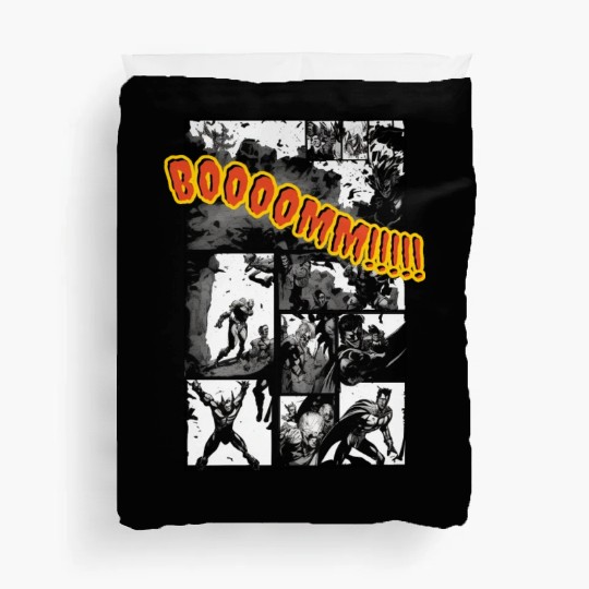 Comic page of super hero magazine Duvet Covers