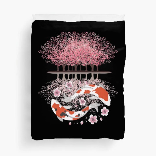 Koi Sakura Tree Upside Down Cherry Blossom Japanes Duvet Covers