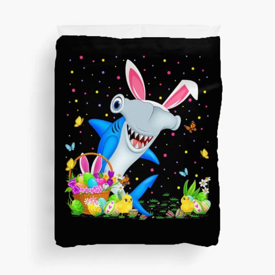 Shark Fish Easter Egg Hunting Hammerhead Shark Eas Duvet Covers
