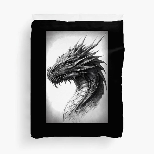 Realistic Dragon Drawing Duvet Covers