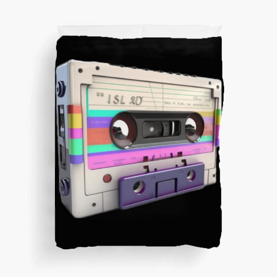 80s Music Cassette Tape : 3D, Neon, 80s songs Duvet Covers