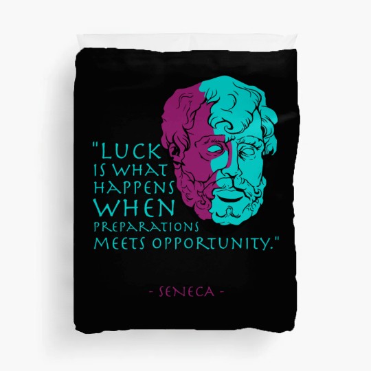 Seneca Stoic Philosophy Quote, Luck Duvet Covers