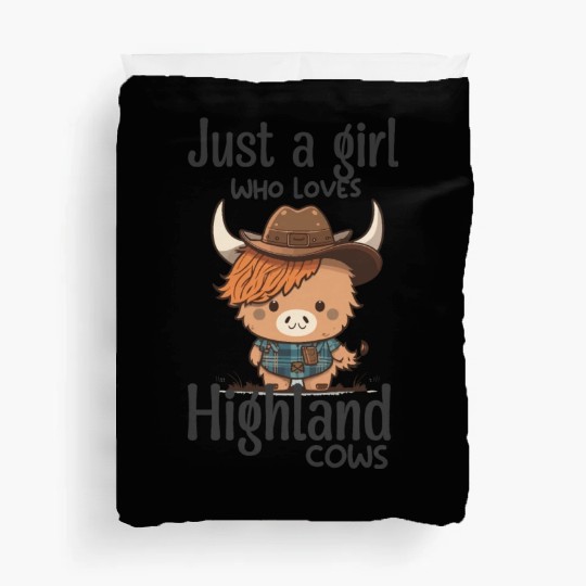 Just a girl who love highland cow funny kids Duvet Covers
