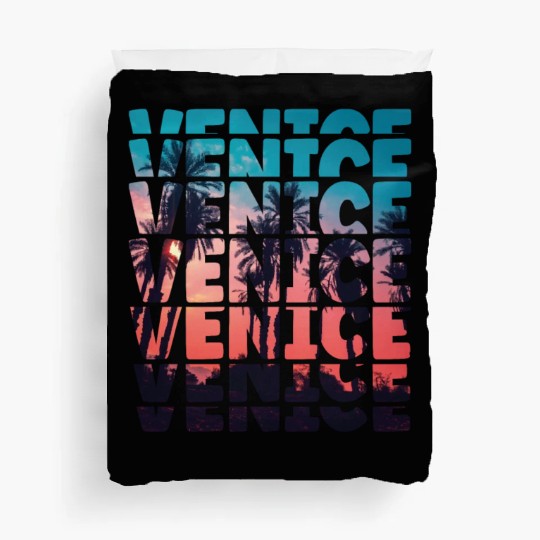 Venice Beach California Vacation Ocean Palm Tree Duvet Covers