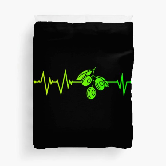 Green Olive Heartbeat Duvet Covers