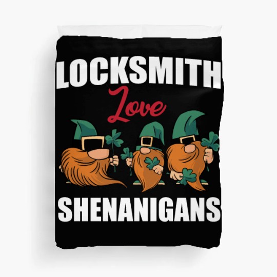 Locksmith Love Shenanigans St. Patricks Day Gnomes Duvet Covers