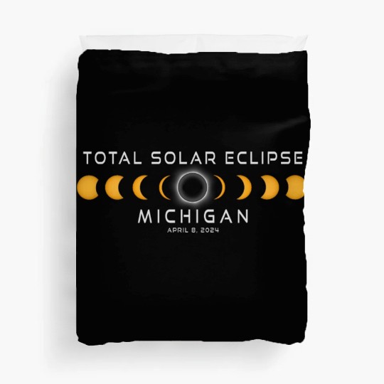 Michigan Solar Eclipse 2024 April 8 Souvenir Duvet Covers