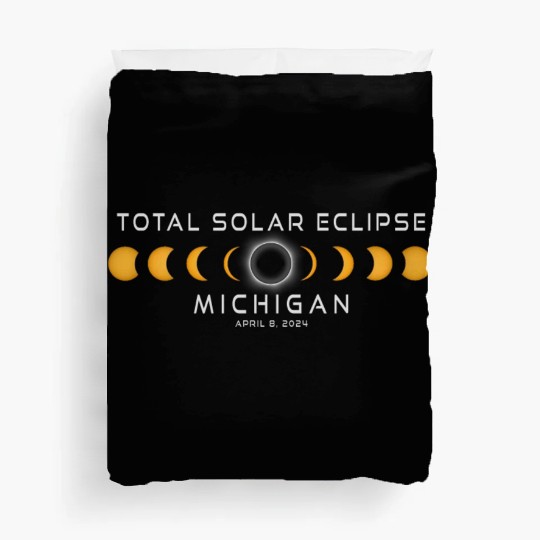 Michigan Solar Eclipse 2024 April 8 Souvenir Duvet Covers