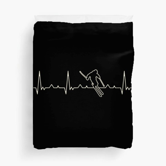 Skiing Downhill. Heart. Love. EKG. Pulse. Beat. Duvet Covers