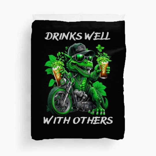 Drinks well with others st patrick's day Dinosaur Duvet Covers