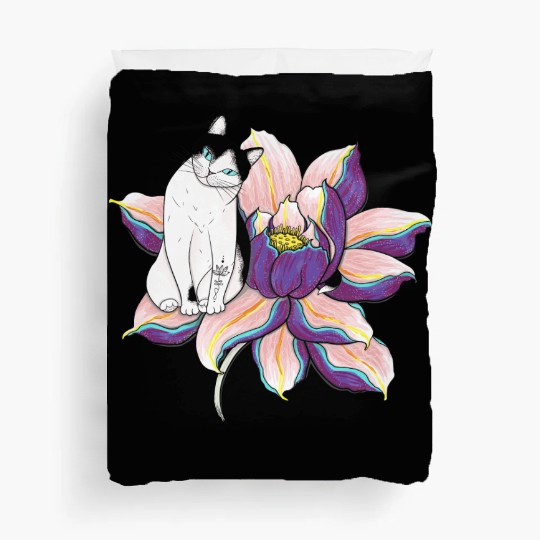 Lotus Cat Duvet Covers