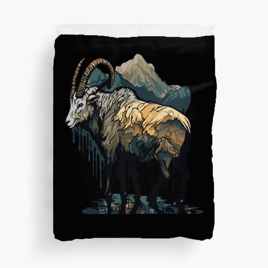 a mountain goat lives in the mountains Duvet Covers
