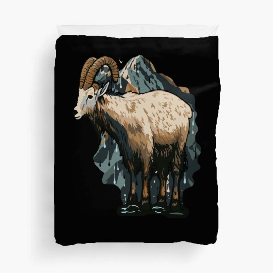 a mountain goat lives in the mountains Duvet Covers