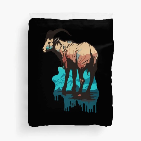 a mountain goat lives in the mountains Duvet Covers