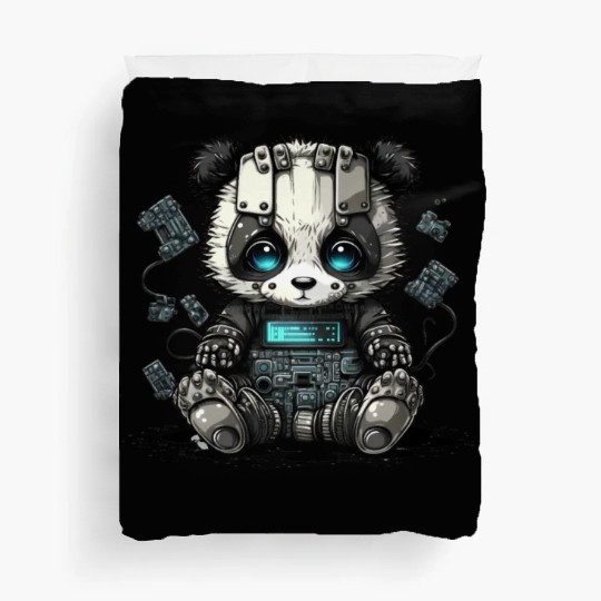 Cute cyber panda Duvet Covers