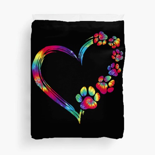 Dog Mom Dad Puppy Love Dogs Paw Print Heart Duvet Covers