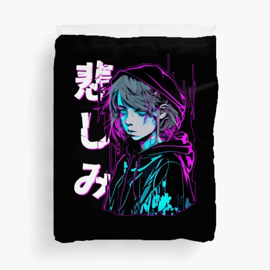 Sad Emo Anime Japanese Aesthetic Vaporwave Duvet Covers