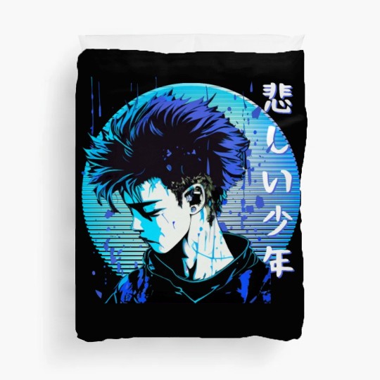 Sad Anime Boy Edgy Japanese Vaporwave Urban Street Duvet Covers