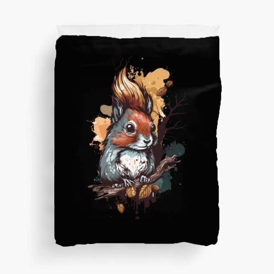 Cute squirrel portrait design painting Duvet Covers