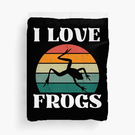 I LOVE FROGS RETRO SUNSET Duvet Covers