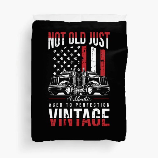 Truck Driver Us Flag Old Man Trucker Duvet Covers