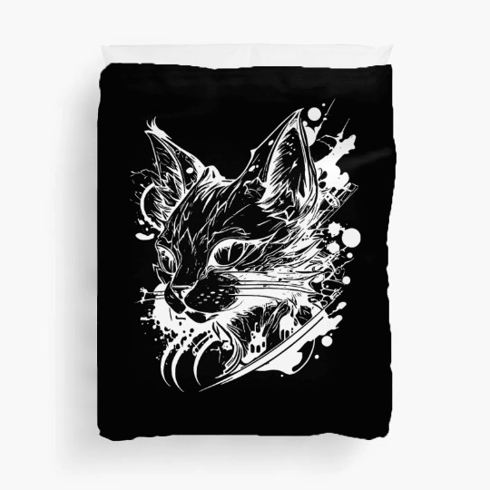 Space Cat In Vintage Tattoo Style Duvet Covers