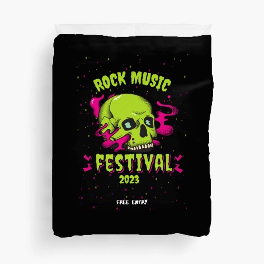 Skull Givin' Raspberry Dk , Rock music Duvet Covers