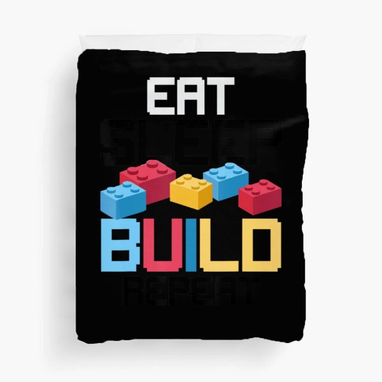 Funny Eat Sleep Build Gift Men Women Cool Blocks Duvet Covers
