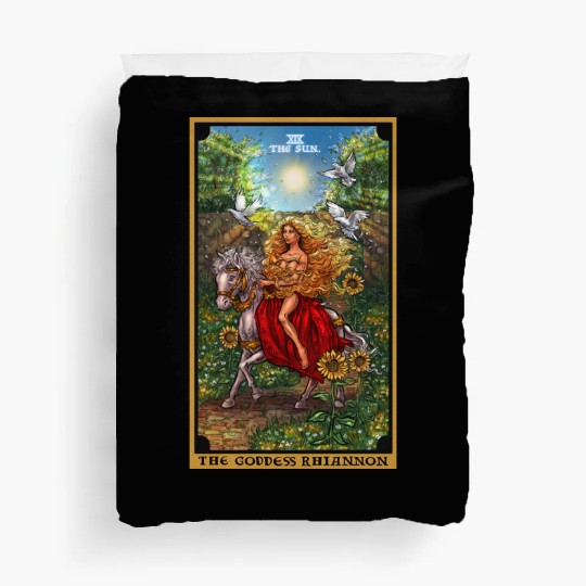 The Goddess Rhiannon in The Sun Tarot Card Duvet Covers
