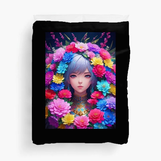 Spring Girl with a bouqet of flowers garland #13 Duvet Covers