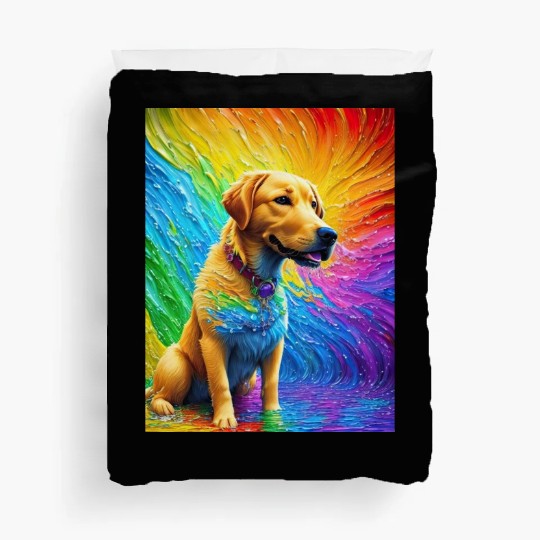 Labrador Retriever with rainbow splashes of colors Duvet Covers