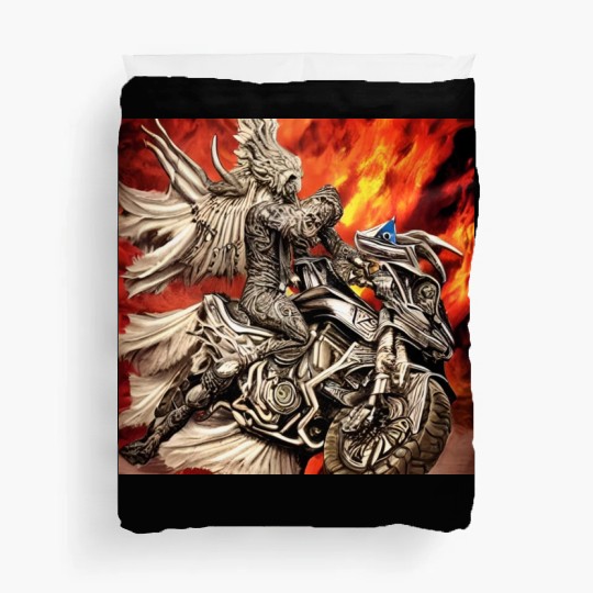 Devil Hellfire Riding Motorcycle Duvet Covers