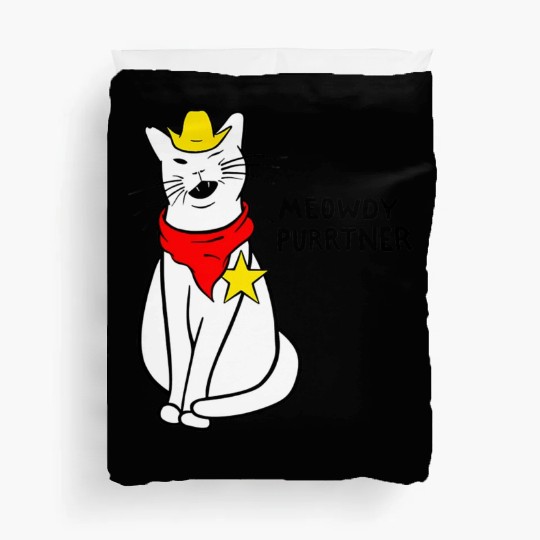 meowdy cat partner Duvet Covers