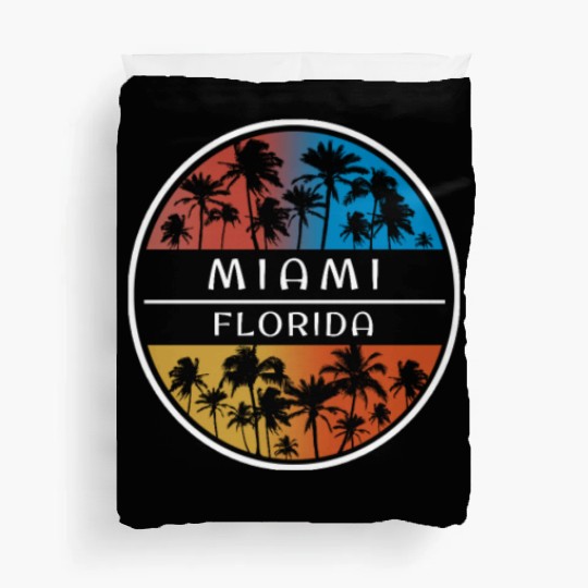 Miami Florida Stylish Vacation Souvenir Palm Tree Duvet Covers