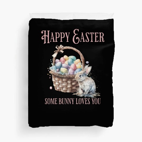 Happy Easter Bunny Colorful watercolor Easter Egg Duvet Covers