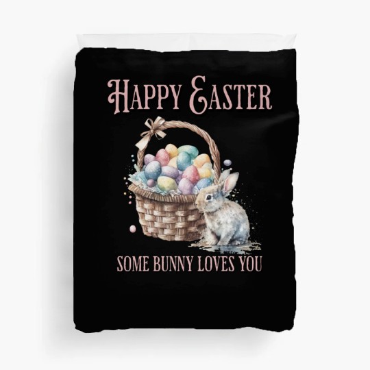 Happy Easter Bunny Colorful watercolor Easter Egg Duvet Covers