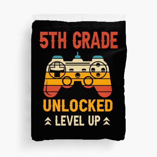 5th Grade Unlocked Level Up Video Gamer Duvet Covers