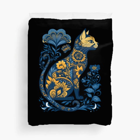 Ukraine Cat Floral Vintage Ukrainian Vyshyvanka Duvet Covers