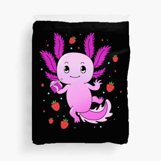 Pastel Gothic Aesthetic Axolotl Strawberry Milk Duvet Covers