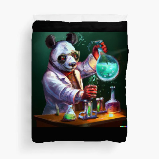 Genius Panda: Whimsical Scientist Design Duvet Covers