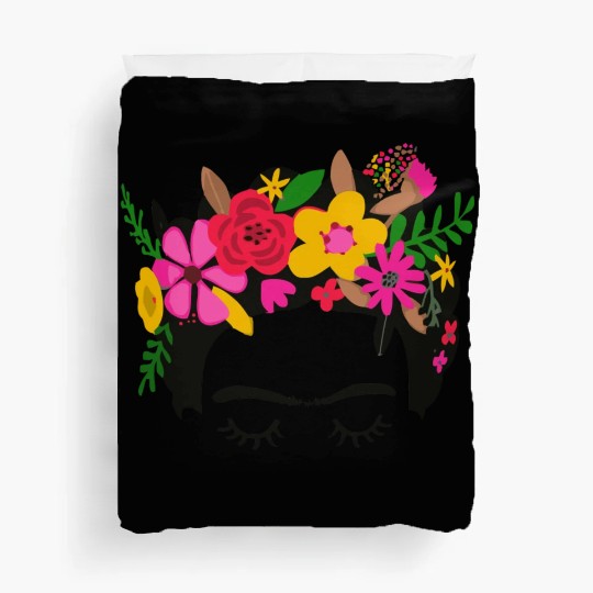 Frida Kahlo Illustration Floral Boho Style Mexican Duvet Covers