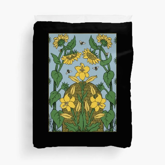 Bee on sunflower Duvet Covers
