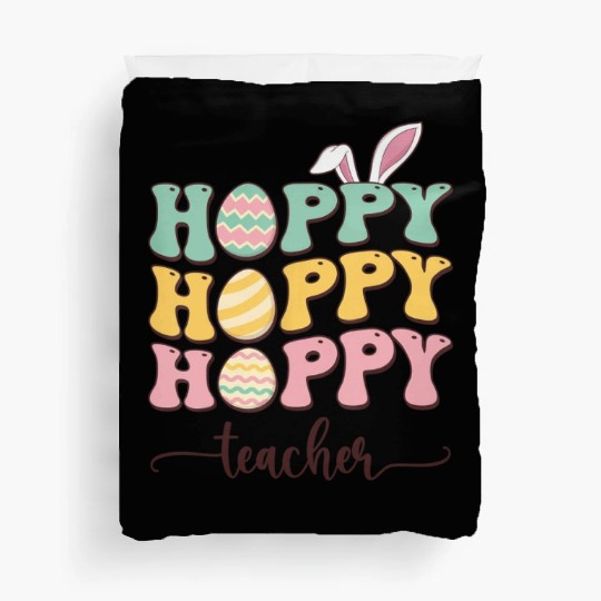 Easter Teacher Bunny Happy Easter Egg Retro Girl Duvet Covers
