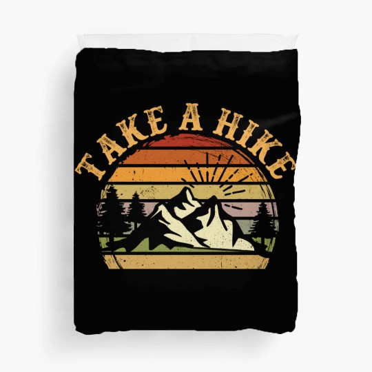 Take A Hike Retro Hiker Outdoors Camping Nature Duvet Covers